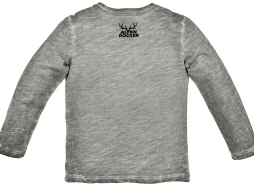 BONDI Trachten Langarm Shirt "Alpenrocker" mit Hirschmotiv 29920 - Stone Grau