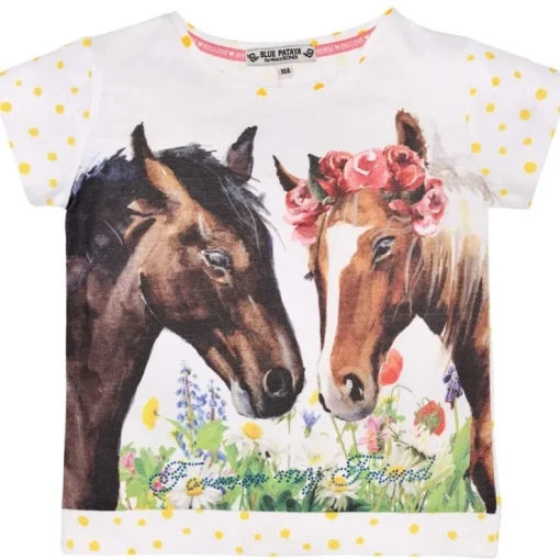 BONDI T-Shirt "Friends" mit Pferde Print 36204 - Weiß | Mädchen Kurzarmshirt