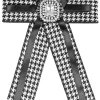Brosche Barock Schleife mit eckigem Schmuckstein - Kariert - Schwarz
