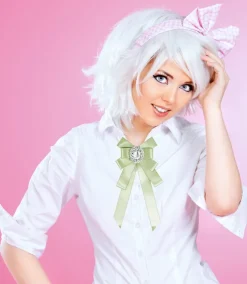 Brosche Barock Schleife mit ovalem Schmuckstein - Lang - Grün