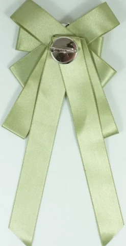 Brosche Barock Schleife mit ovalem Schmuckstein - Lang - Grün