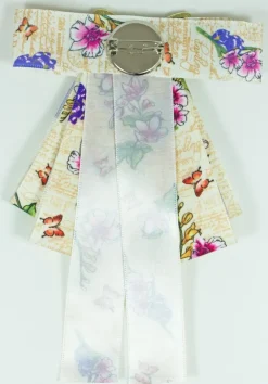 Brosche Barock Schleife mit Bienen Anstecker Blumen Beige