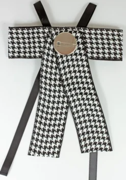 Brosche Barock Schleife mit eckigem Schmuckstein - Kariert - Schwarz