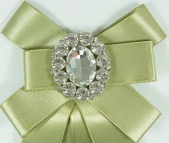 Brosche Barock Schleife mit ovalem Schmuckstein - Lang - Grün