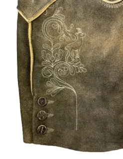 Buchberger Kurze Lederhose "Schorsch 1" mit Gürtel | Ziegenvelours Granit