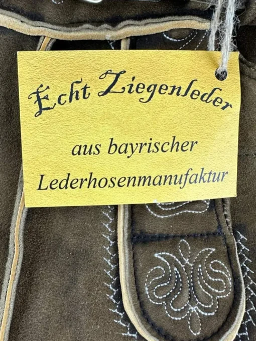 Buchberger Kurze Lederhose "Hubert 3" mit Gürtel | Ziegenvelours Braun Used