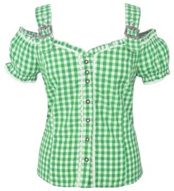 Carmen Trachtenbluse Bine mit Trägern - Grün