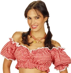 Carmen Trachtenbluse Fanny Rot Weiß
