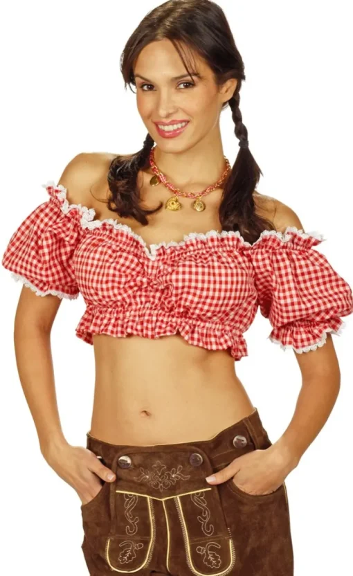 Carmen Trachtenbluse Fanny Rot Weiß