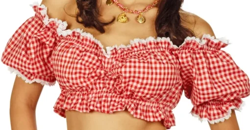 Carmen Trachtenbluse Fanny Rot Weiß