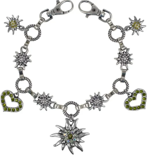 Charivari Kette mit Edelweiß - Olivgrün