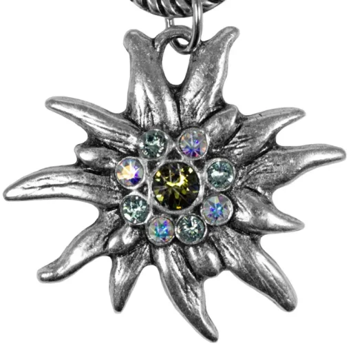 Charivari Kette mit Edelweiß - Olivgrün