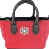 Damen Handtasche "Katrina" mit Metallapplikation - Rot