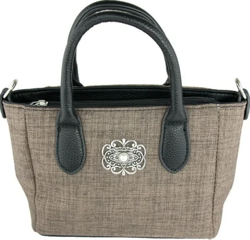 Damen Handtasche "Katrina" mit Metallapplikation - Dunkelbraun