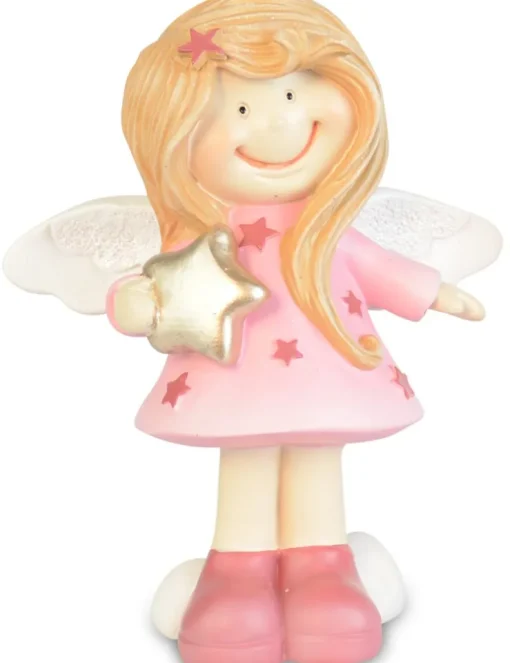 Dekofigur Engel "Rosalinde" mit Stern 13 cm | 70292 - Kinder Adventsdekoration