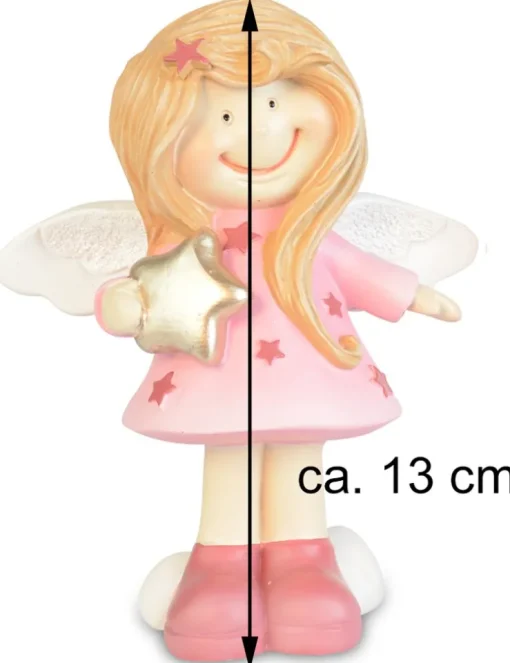 Dekofigur Engel "Rosalinde" mit Stern 13 cm | 70292 - Kinder Adventsdekoration