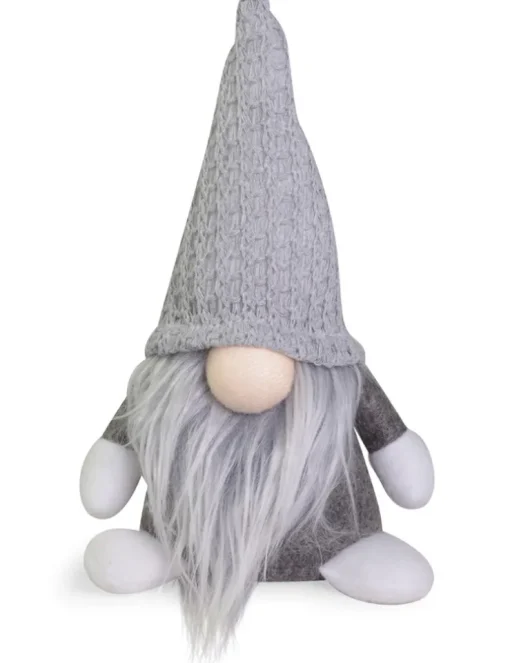 Dekofigur Wichtel "Egbert" mit Mütze - Grau 21 cm | 73968 - Adventsdekoration