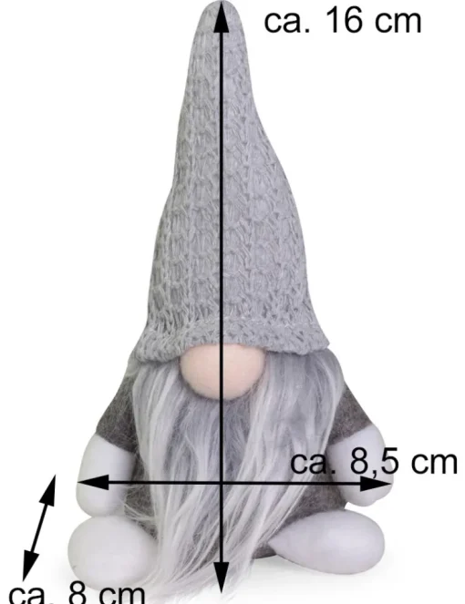 Dekofigur Wichtel "Egbert" mit Mütze - Grau 16 cm | 73967 - Adventsdekoration
