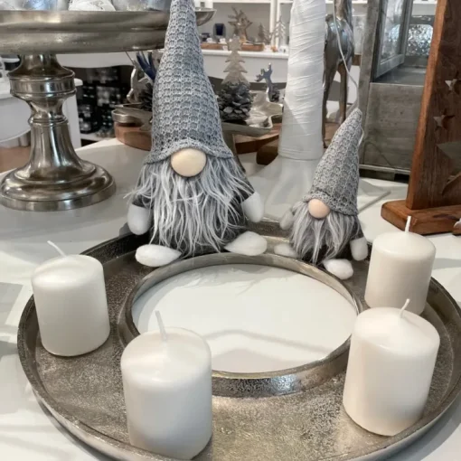 Dekofigur Wichtel "Egbert" mit Mütze - Grau 21 cm | 73968 - Adventsdekoration