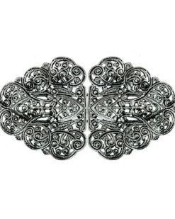 Dirndlschürzenschließe "Rina" mit Ornamentmuster 51487 - Stegbreite 4 cm | Altsilber