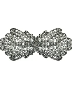 Dirndlschürzenschließe "Alika" mit Ornamentmuster 51486 - Stegbreite 3 cm | Altsilber matt