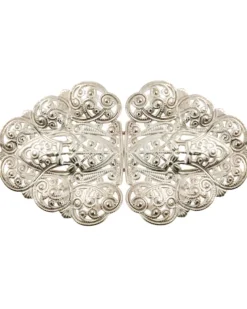 Dirndlschürzenschließe "Rina" mit Ornamentmuster 51487 - Stegbreite 4 cm | Weissgold