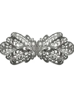 Dirndlschürzenschließe "Alika" mit Ornamentmuster 51486 - Stegbreite 3 cm | Altsilber