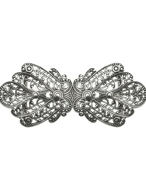 Dirndlschürzenschließe "Alika" mit Ornamentmuster 51486 - Stegbreite 3 cm | Altsilber