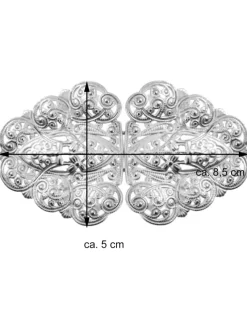Dirndlschürzenschließe "Rina" mit Ornamentmuster 51487 - Stegbreite 4 cm | Altsilber