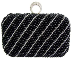 Elegante Damen Clutch Abendtasche "Pearl" - Schwarz