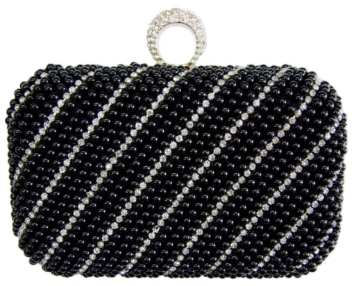 Elegante Damen Clutch Abendtasche "Pearl" - Schwarz