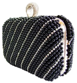 Elegante Damen Clutch Abendtasche "Pearl" - Schwarz