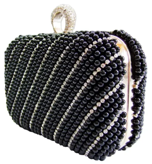 Elegante Damen Clutch Abendtasche "Pearl" - Schwarz