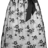 Elegante schwarze Dirndlschürze mit Rosen und Pailletten