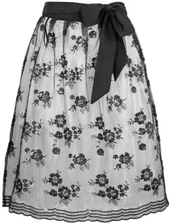 Elegante schwarze Dirndlschürze mit Rosen und Pailletten
