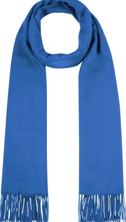 Fransen Schal Stola mit Kaschmir uni - Royalblau