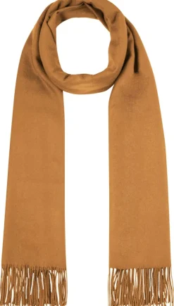 Fransen Schal Stola mit Kaschmir uni - Cognac