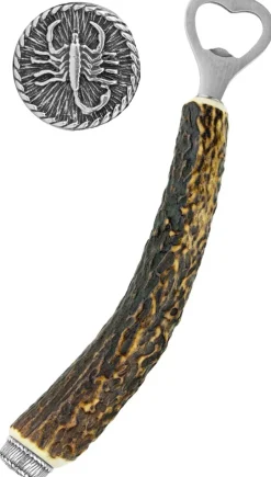 Funk Hirschhorn Flaschenöffner mit Zierkappe - Sternzeichen Skorpion