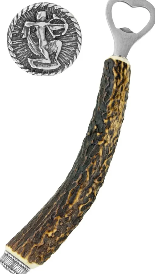 Funk Hirschhorn Flaschenöffner mit Zierkappe - Sternzeichen Schütze
