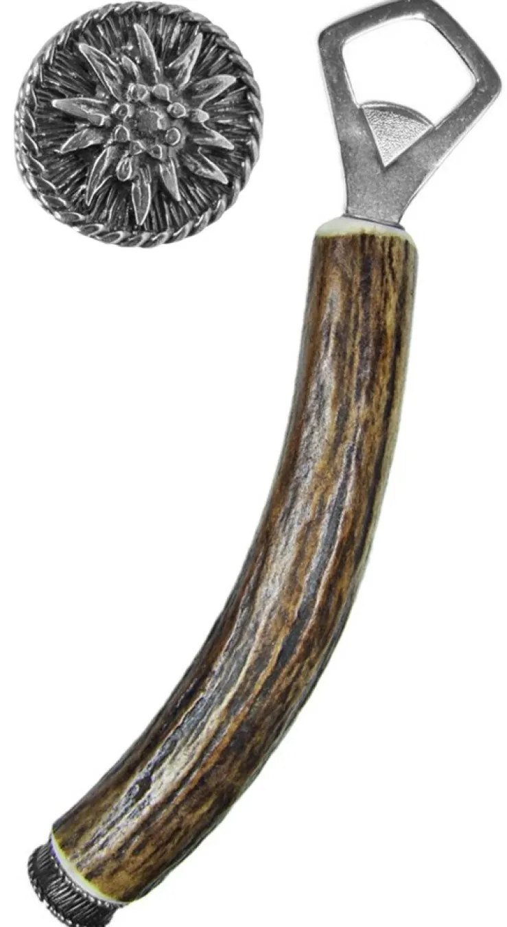 Funk Hirschhorn Flaschenöffner mit Zierkappe | Edelweiß