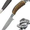 Funk Hirschhorn Trachtenmesser mit Damastklinge und Zierfigur - Fische
