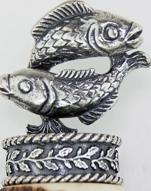 Funk Hirschhorn Trachtenmesser mit Damastklinge und Zierfigur - Fische