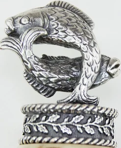 Funk Hirschhorn Trachtenmesser mit Damastklinge und Zierfigur - Fische