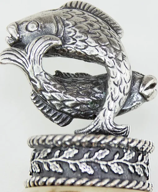 Funk Hirschhorn Trachtenmesser mit Damastklinge und Zierfigur - Fische