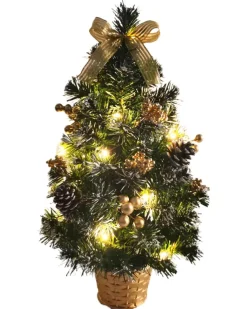 Geschmückter Weihnachtsbaum mit 20er LED Lichterkette - 50cm | 20257 - Gold