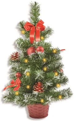 Geschmückter Weihnachtsbaum mit 20er LED Lichterkette - 50cm | 20259 - Rot