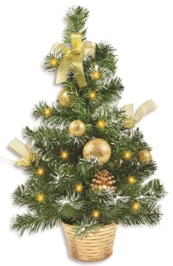 Geschmückter Weihnachtsbaum mit 20er LED Lichterkette - 50cm | 20257 - Gold