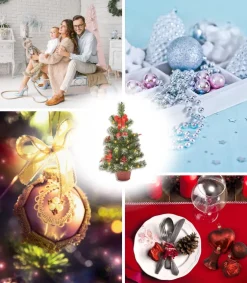 Geschmückter Weihnachtsbaum mit 20er LED Lichterkette - 50cm | 20259 - Rot