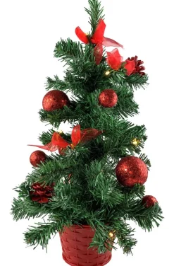 Geschmückter Weihnachtsbaum mit 20er LED Lichterkette - 50cm | 20259 - Rot