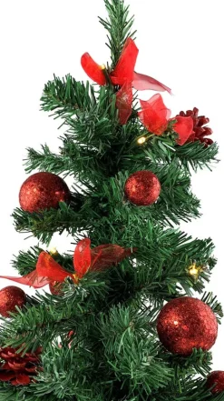 Geschmückter Weihnachtsbaum mit 20er LED Lichterkette - 50cm | 20259 - Rot